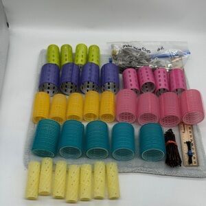 Vintage Natural PP Hair Rollers Total of 33–Small, Medium & Large w/pins-clips